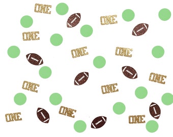 100 pcs green brown Gold Glitter one football touch down sports Super Bowl first birthday boy table party decor table confetti