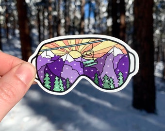 Mountain Ski Snowboard Goggles Sticker | 1.63"x2" vinyl sticker | Winter Ski Sticker | Ski Mountain Sticker