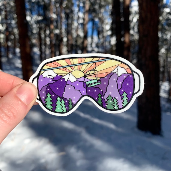 Mountain Ski Snowboard Goggles Sticker | 1.63x2 vinyl sticker | Winter  Ski Sticker | Ski Mountain Sticker