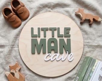 Letrero para habitación de bebé niño con diseño de cueva de hombrecito