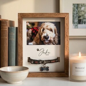 Custom Pet Memorial Frame: Dog Collar Keepsake, Personalized Engraving