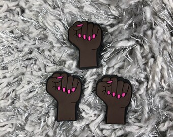 Croc Charms- Black Woman Fist