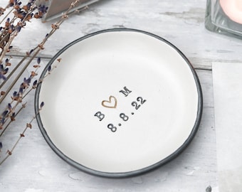 Personalized Engagement Ring Dish – Initials & Date Wedding Gift