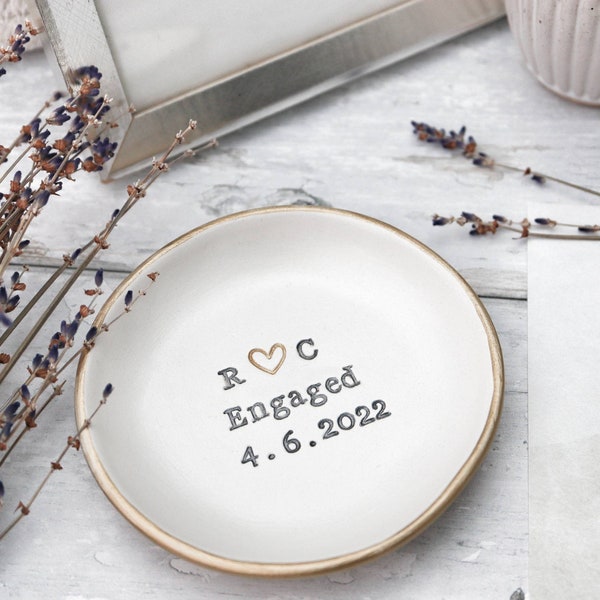 Personalised engagement gift - ring dish - catch all dish - initials - gift for couples - ring bowl - ring cushion - wedding gift
