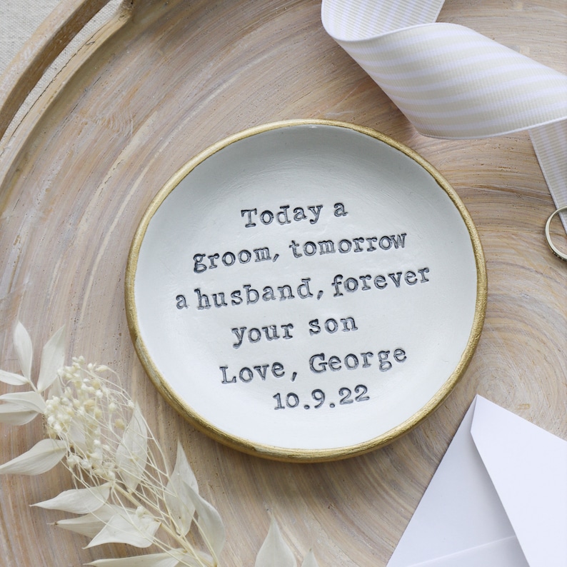 Today a groom, Mother of the groom gift, forever your son, personalised Ring dish, ring bowl, wedding gift, gift for mum, mom, gift from son image 1