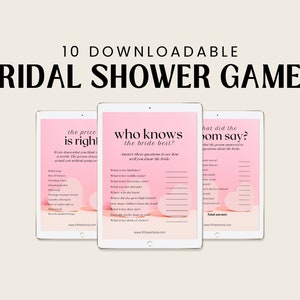 Modèle de jeux de douche nuptiale rose fuchsia, lot de jeux de douche nuptiale floral rose coeur d&#39;amour, douche nuptiale d&#39;été rose poudré TÉLÉCHARGEMENT IMMÉDIAT