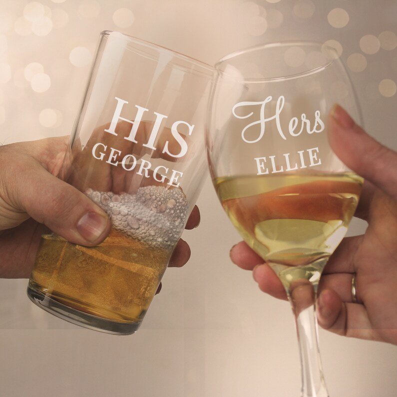 Personalised His & Hers Glass Set - Thumbnail 3