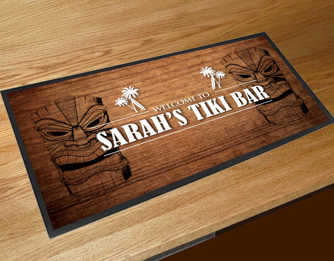 Tappetino Per Bar Tiki Con Simpatico Design Verde | Antiscivolo E Assorbente Per Cocktail | Regalo Originale Per Appassionati Di Birra - 6