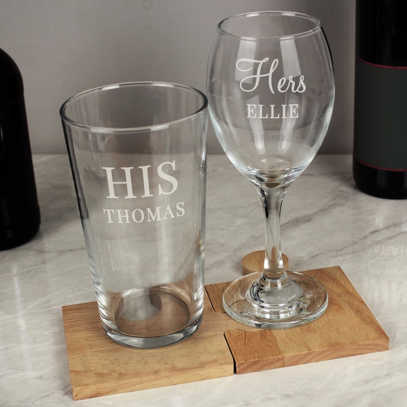 Personalised His & Hers Glass Set - Thumbnail 4