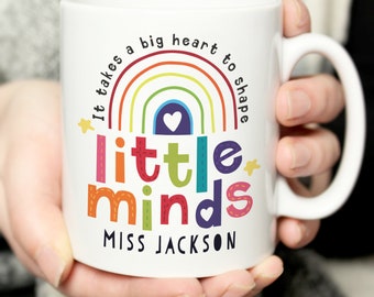 Personalised Shape Little Minds Teacher Coffee Mug. Best Teacher Gift. Thank You Gift. School Nursery Teacher Gift. End Of Term Gift.