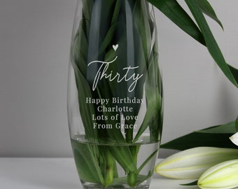 Personalised Birthday Big Age Bullet Vase. Gift. For Her. Birthday