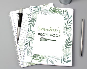 Personalised Botanical Recipe Book Journal. Baking. Cook. For Her. Gift.