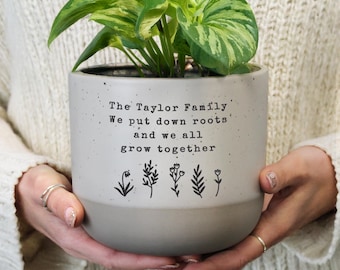 Personalised Floral Flecked Indoor Plant Pot. Birthday Gift For Gardeners Plant Lovers. Mother's Day Gift. Gift For Her.