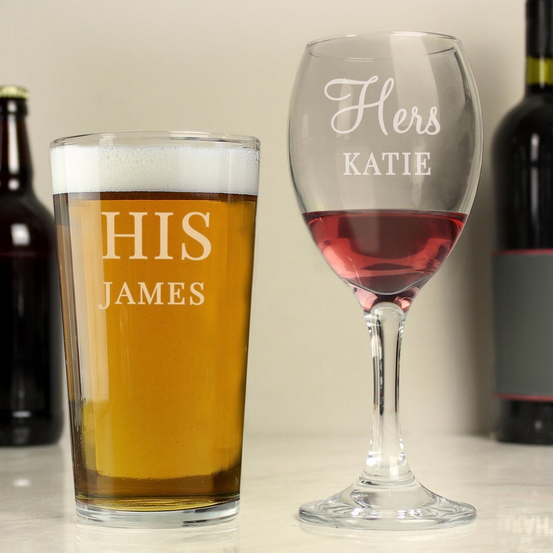 Personalised His & Hers Glass Set - Thumbnail 2