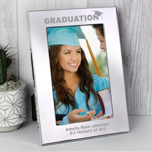 Personalised Graduation 4x6 Silver Photo Frame. Graduation Gift. Son. Daughter. University. College. Exams.