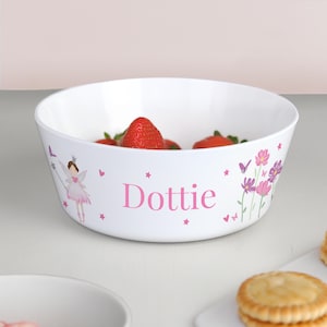 Personalised Children&#39;s Fairy Princess Plastic Bowl. Breakfast Cereal Snack Bowl.