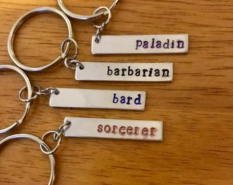 Metal Stamped DnD RPG Class Keychain