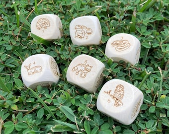 Laser Engraved Wood Animals or Bugs Dice Single d6