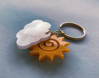 Laser Cut Acrylic Cloudy Sunshine Keychain