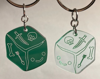 Gelatinous Friend Keychain in Laser Cut Clear or Green Acrylic