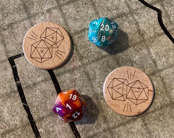 Laser Engraved Wooden Advantage and Disadvantage Tokens for DnD or Other TTRPG Games