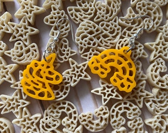 Laser Cut Acrylic Mac And Cheese Unicorn and Rainbow Earrings