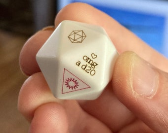 Custom Laser Engraved d20 Dice