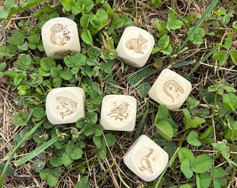 Laser Engraved Wood Animals or Bugs Dice Single d6
