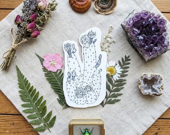 Cactus Bloom Sticker – Boho Succulent Illustration – Whimsical Desert Vinyl Decal (Sticker)