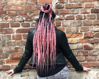 Crochet dreadlock extensions synthetic dreads Double ended DE dreadlocks full head pink rose ombre