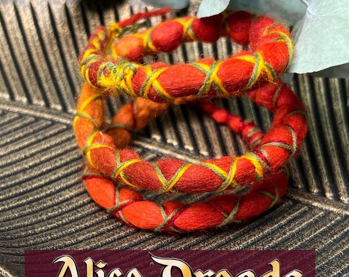 Red Merino Wool Spiral Dreadlock Tie - Bendable Dread Jewelry