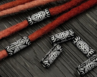 Set of 5 Resin Dreads Beads, 6mm Hole, 26x10mm Size