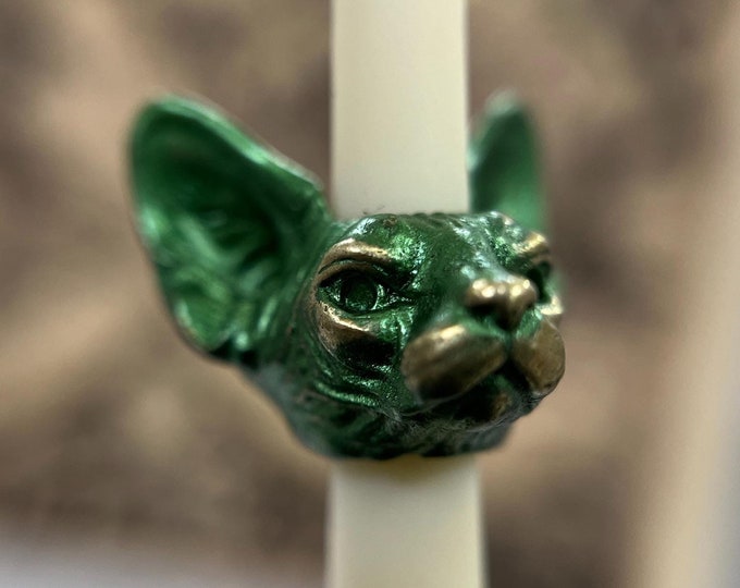 Sphinx Cat Dreadlock Bead: Egyptian Braid Lanyard Pendant green, blue, brass black