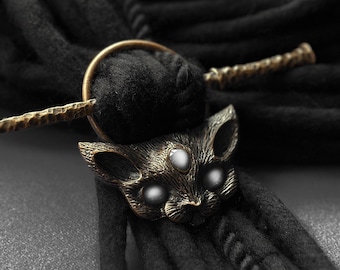 Gothic Cat Dreadlock Hair Pin: Dreads Decoration, Hair Ring Clip