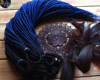 Dark blue full set dreadlock extensions DE dreads black dark blue hair extensions dreadlocks by AliceDreads