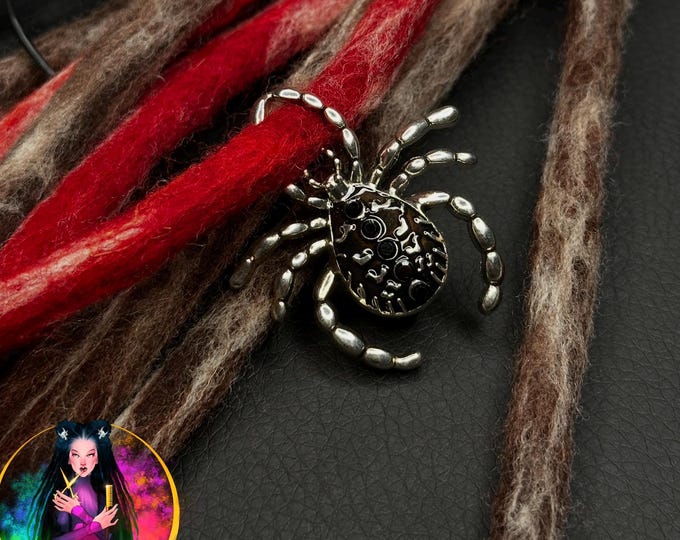 Spider Dreadlock Charm, Silver Metal Gothic Jewelry, Hair Accessory