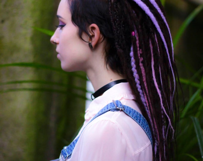 Crochet Synthetic Dreadlock Extensions: Pastel Pink Lavender Accents Double/Single Ended dreads