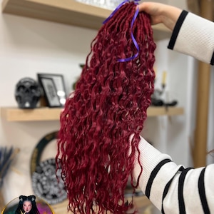 Burgundy dark red Curls, curly dreads wavy synthetic double or single ended dreadlocks accent custom dreadlocks, hair extensions, wine red