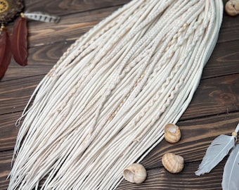 White Wool Dreads with Braids: blonde Accents, Single or Double Ended