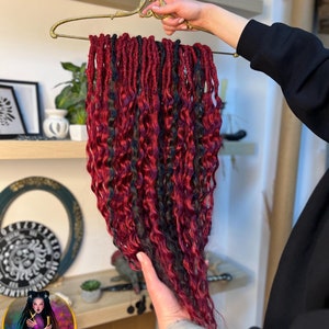 Curly Dreads: Brown & Burgundy Wavy Synthetic Hair Extensions Curls