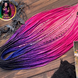 Synthetic dreads dreadlock extensions black purple pink blue fuchsia ombre double single ended dreadlocks with braids