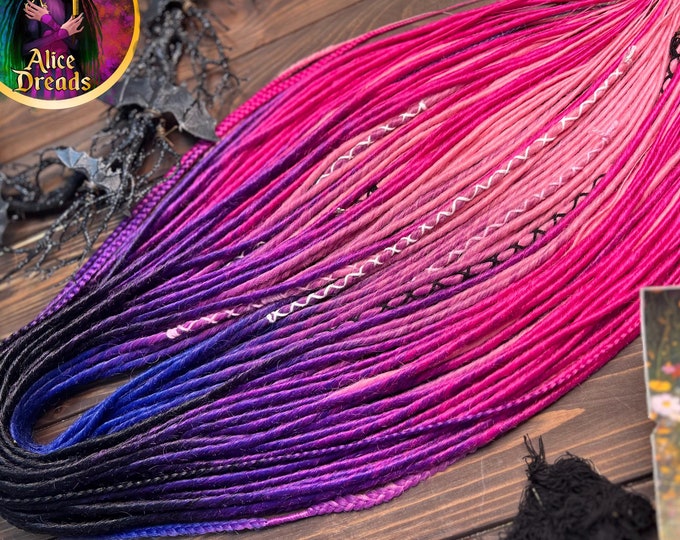 Ombre Synthetic Dreadlocks: Black, Purple, Pink, Blue, Fuchsia with braids