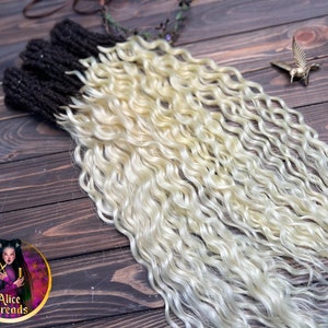 Curly dark brown dreads wavy blonde synthetic double or single ended dreadlocks accent custom dreadlocks hair extensions curls blonde curls