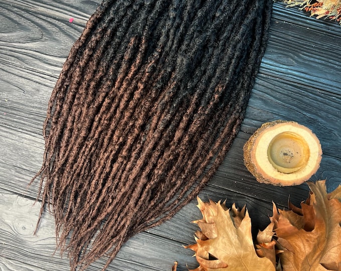 Black to Brown Ombre Crochet Synthetic Double Ended Dreads: Full Head long Hair Extensions