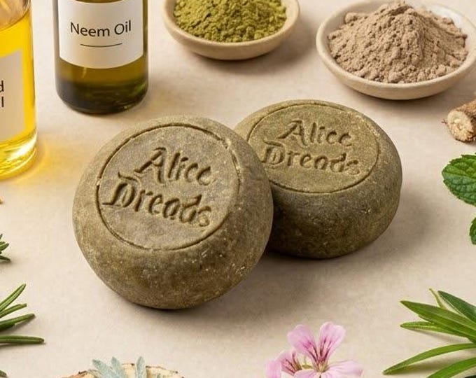 Rhassoul Clay Dreadlock Soap Bar, Wash for Oily Dreads, Botanical Cleanser