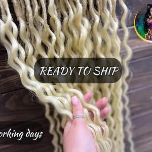 Full set 50 DE curly blonde dreads wavy synthetic double ended dreadlocks accent custom dreadlocks blond hair extensions