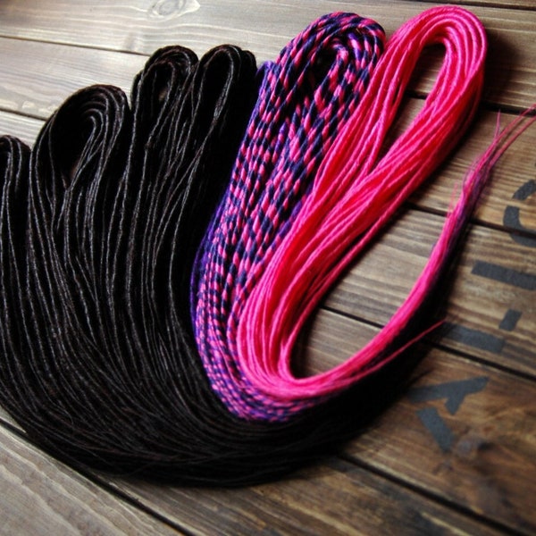 Pink full set of Synthetic Dreads classic dreadlock extensions Purple Black dreads by AliceDreads