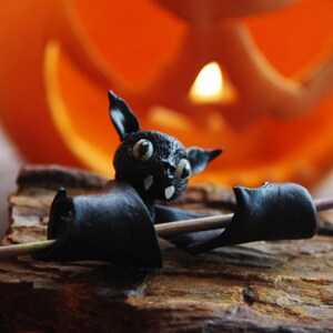 Bat Dreadlock Bead: Halloween Dread Extension, Polymer Clay image 3