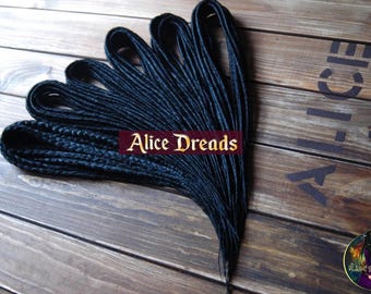 Black thin synthetic double ended dreads braids hair extensions