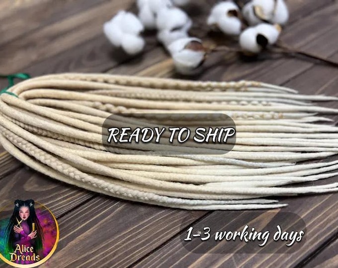 Blonde to White Double Ended Wool Dreads with wrapped accents and braids